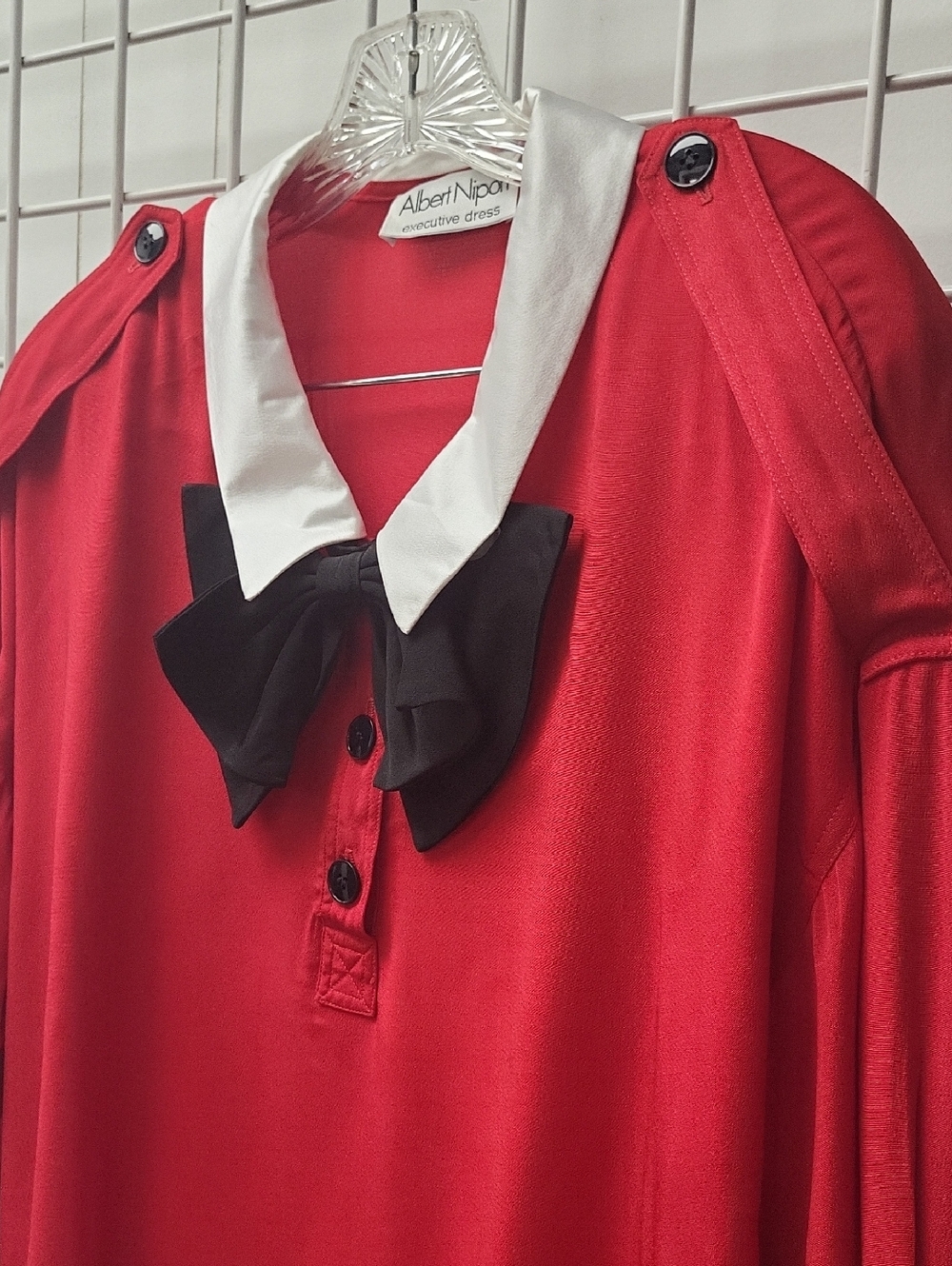 VTG. NWT 1970's Albert Nipon Red EXECUTIVE Top with MATCHING SKIRT, SIZE 16 - Picture 4 of 10